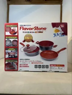 フレーバーストーン フライパン 4点セット レッド 鍋 直火 IH対応