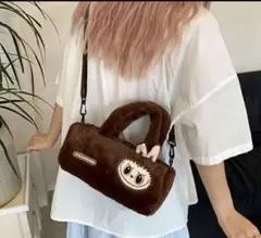 ラブブ ふわふわトートバッグ　ショルダーバッグ 　ブラウン　2wayタイプ