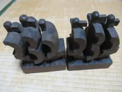 ◆美品 希少 昭和25年頃 日本製！木彫一刀彫 帆船型デザイン ブックエンド ◇美品 希少 昭和25年頃 日本製◇木彫一刀彫 帆船型デザイン ブック