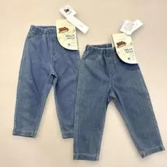 【早い出荷】【２枚セット】デニム80 双子　レギンス デニム　ストレッチパンツ