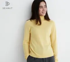 ユニクロ 3Dカシミヤタートルネックセーター　イエロー XL