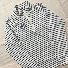●パーリーゲイツ●モックネックシャツ フリース 0 ボーダー ゴルフ 白 青系