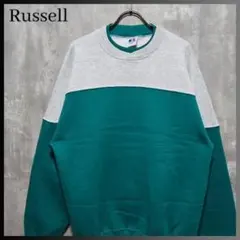 90s 古着 USA製 ラッセルアスレチック グラフィック スウェット グリーン