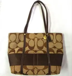 美品 コーチ coach トートバッグ シグネチャー キャンバス チャーム
