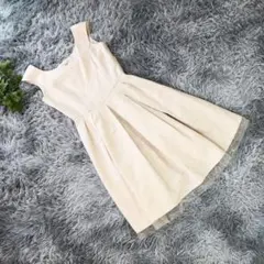 Apuweiser Luxe【S~M】ベージュ ノースリーブ フレアワンピース