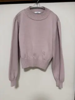 【美品】Rene ルネ ロゴ刺繍パール ニット 34 ピンク コットンニット