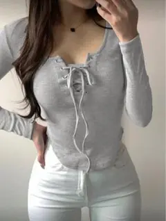 SHEIN グレー 長袖 Tシャツ （L）