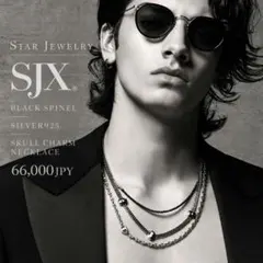 ☆菊池風磨愛用 SJX ブラックスピネル ネックレス 925スカルチャーム付き