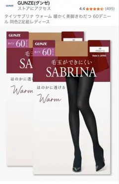 GUNZE SABRINA 60デニール ベージュタイツ 2足組