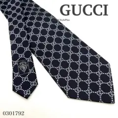 グッチ GUCCI ネクタイ GG 濃紺 総柄 シルク 100％