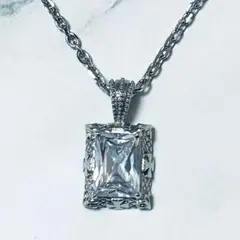 大粒 クリスタル ゴシック クロス デザイン シルバー ネックレス メンズ 銀