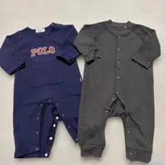 ロンパース3点セット ネイビー・グレー 60-70cm