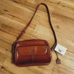 DAKS　レザーショルダーバッグ　ブラウン　オールド