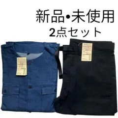 無印良品 デニムノーカラーシャツとイージーパンツ黒 2点セット Lサイズ
