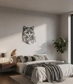 猫 メタルウォールアート 壁掛け インテリア ウォールデコ 黒