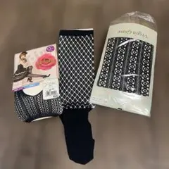 網タイプのタイツ、ハイソックス、トレンカ3足セット