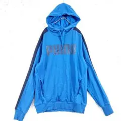 PUMA プーマ プルオーバー パーカー ブルー Mサイズ サイドライン ロゴ