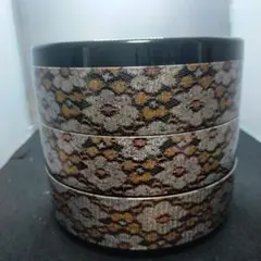 ワールド印 キラキラ光る 昭和レトロレース仕立て3段ギャマンのような 重箱