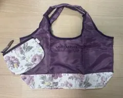 ⑤LAURA ASHLEYローラアシュレイ エコバッグ ポーチ付き パープル