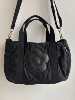 MARY QUANT キルティング2WAYバッグ ブラック デイジー