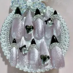 ~ネイルチップ~ サイズオーダー可 マグネット ロングネイル フレンチ 量産型