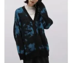 【お値下げ♪】LAKOLE ジャガードニットカーディガン　ブラック × ブルー