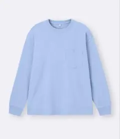 GU ヘビーウェイトクルーネックTシャツ 長袖 ブルー Sサイズのサムネイル