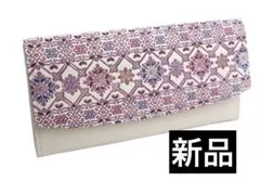 友禅文庫 長財布 フラップ式 花柄 ホワイトのサムネイル