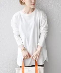 シップスエニィ〈吸水速乾 洗濯機可〉ラウンドヘム ロングスリーブ ワイド TEE