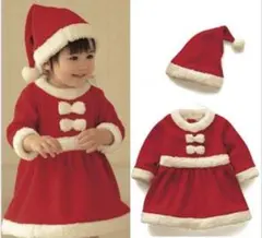2点セット サンタクロースワンピースと帽子 コスチューム 90㎝ クリスマス