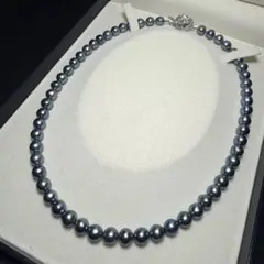 ブラックパール ネックレス 7mm SILVER刻印 本真珠 パール 冠婚葬祭 