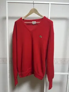 IZOD Lacoste レッド Vネックセーター