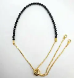 天然石ブレスレット ブラック系 上品 華奢