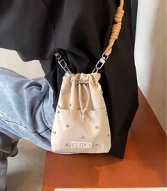 ビジュー付き ミニサコッシュ ショルダーバッグ