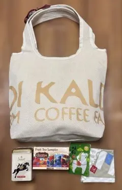 KALDI食品福袋2026 紅茶・もへじ手ぬぐいバッグ　福飴