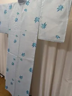 夏用着物 ★ 楓模様 水色のサムネイル