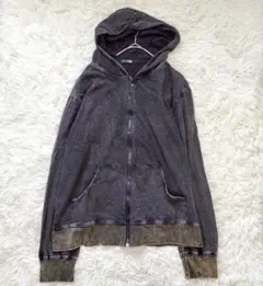 ミズユメノウタ ジップアップ パーカー フード（M）黒 ヴィンテージ風