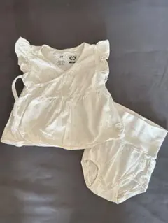 H&Mおしゃれ肩フリルワンピースブルマ女の子出産準備新生児前開き短肌着綿100