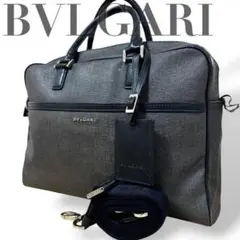 ブルガリ　ビジネスバッグ　2way　斜め掛け　グレー　A4収納　現状品　2420のサムネイル