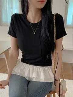 SHEIN DAZY 女性用 ラウンドネック ショートスリーブ Tシャツ