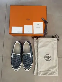 HERMES エルメス デニム ロゴキャンバス スリッポン スニーカー 正規店のサムネイル