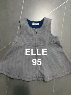 【美品】ELLE ベビー ワンピース 95cm 千鳥柄 刺繍ロゴ ノースリーブのサムネイル