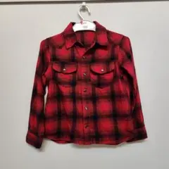 【美品】branshes ブランシェス 赤×ブラック　ネルシャツ　120cm