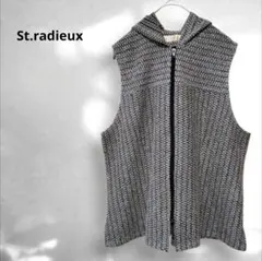 St.radieux フード付き ニベスト ジップアップ 透かし編み