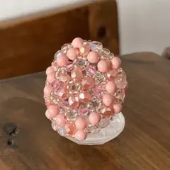 16－18号　ビーズ　リング　指輪　大きい大きい丸型　ピンクミックス