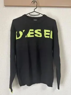 DIESEL クルーネック ニット ブラック ネオングリーンのサムネイル