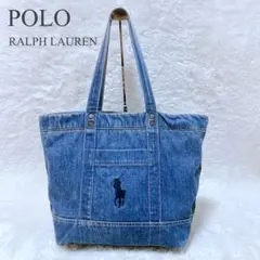 現行タグ ポロラルフローレン ビッグポニー刺繍ロゴ デニム トートバッグ