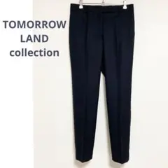 美品★テーパードパンツ ネイビー ウール センタープレスTOMORROWLAND