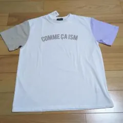 新品☆コムサイズム　白×ベージュ×ラベンダー　半袖ロゴTシャツ150㎝