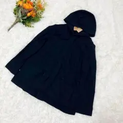 ensuite ウールコート フード付き ブラック 比翼ボタン ナチュラル